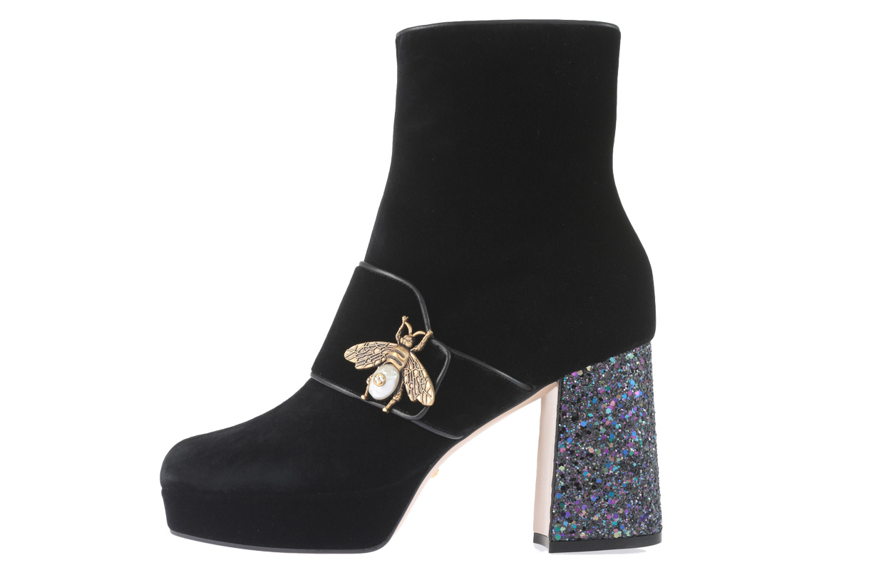 (Women) Gucci Short Boots 'Black Bee' 475592-K4DD0-1000