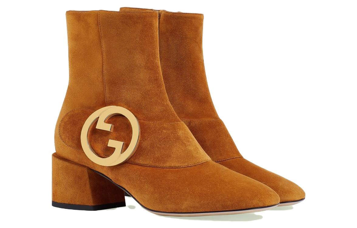 Lookbook (W) グッチ スエードショートブーツ (ブラウン) 700016-C6G00-8351