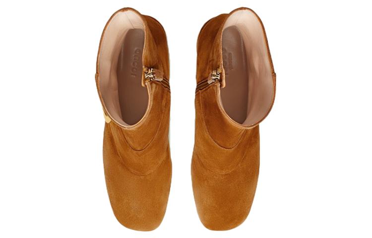 Shop (W) グッチ スエードショートブーツ (ブラウン) 700016-C6G00-8351