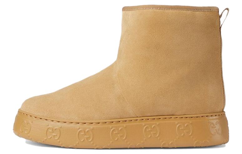 (Women) Gucci Short Plush Round-Toe Thick-Soled Snow Boots 'Beige' 771135-AACR2-9556