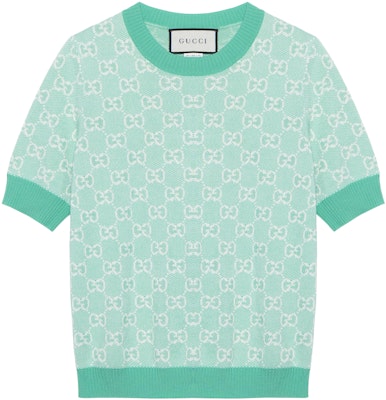 (W) Gucci Sweater Wanita Lengan Pendek Wol Jacquard Hijau. 629456-XKBHQ-3652 Buy (W) Gucci Sweater Wanita Lengan Pendek Wol Jacquard Hijau. 629456-XKBHQ-3652