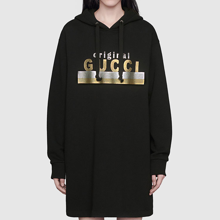 Shop (W) 古驰黑色连帽长袖连衣裙 610127-XJCR1-1082