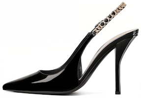 (Women) Gucci Signoria 'Black Leather Slingback Stilettos' 783821-BNC80-1000 (Women) Gucci Signoria 'Black Leather Slingback Stilettos' 783821-BNC80-1000