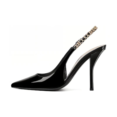 (W) Gucci Signoria 'Black Leather Slingback Stilettos'