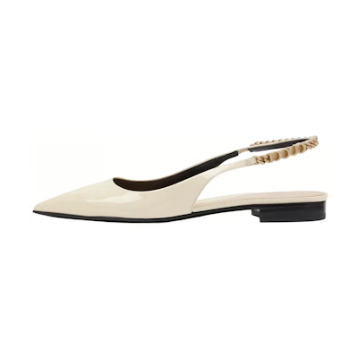 (W) Gucci Signoria 'White Patent Leather Pointed Toe Slip-On'