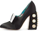 Buy (W) Gucci Scarpe Tacco Satin Nero Oro con Fiocco e Perle Donna Taglia 36 465985-F1430-1068