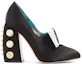 Order (W) Gucci Scarpe Tacco Satin Nero Oro con Fiocco e Perle Donna Taglia 36 465985-F1430-1068