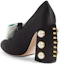 Shop (W) Gucci Scarpe Tacco Satin Nero Oro con Fiocco e Perle Donna Taglia 36 465985-F1430-1068
