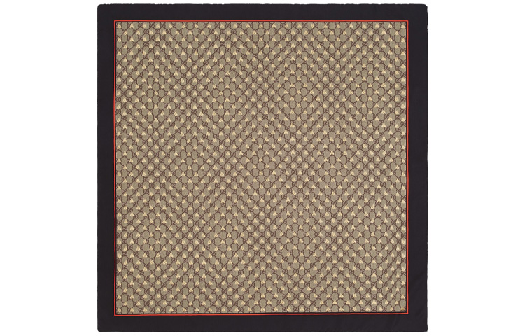 (Women) GUCCI Silk Scarf with GG Bee Print for Women. 499130-3G001-1074