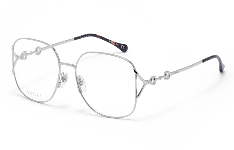 (Women) GUCCI Silver Frame Square Optical Glasses for Women (Prescription Compatible) GG1019O-002 58
