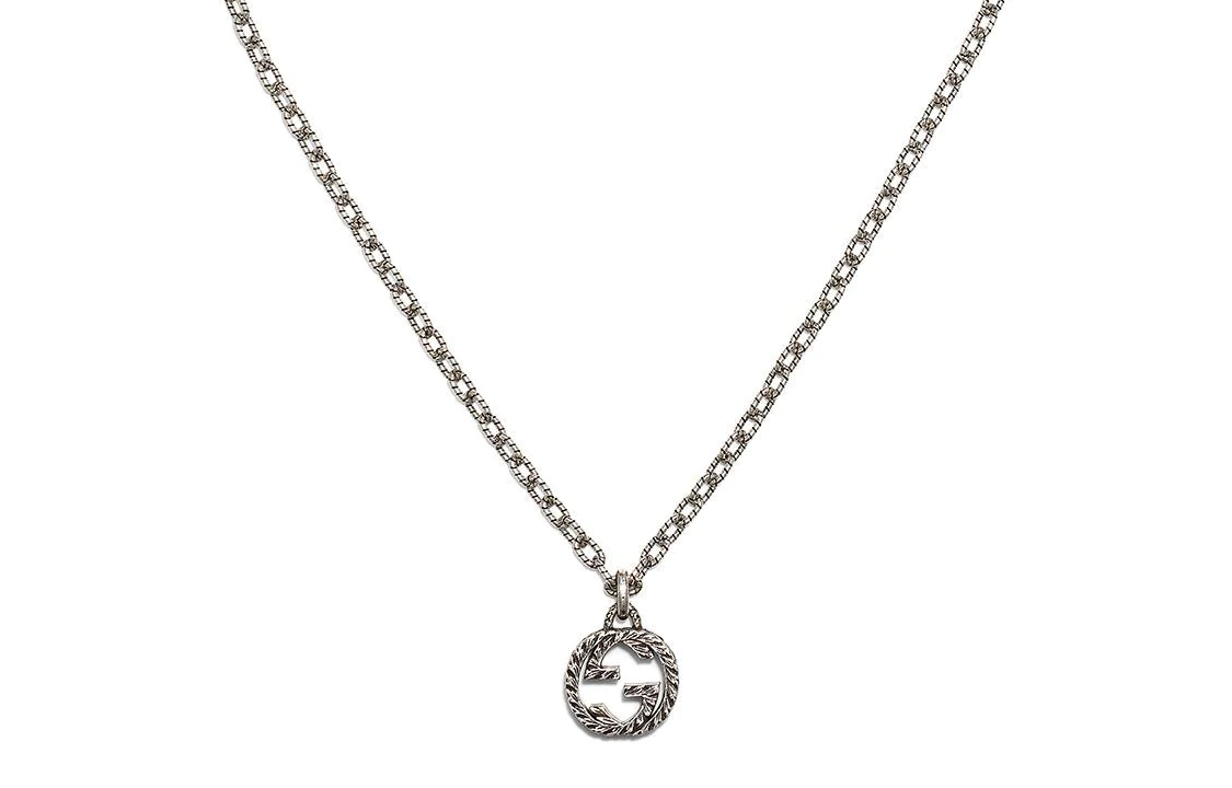 (Women) GUCCI Silver Logo Pendant Necklace for Women. 455307J8400