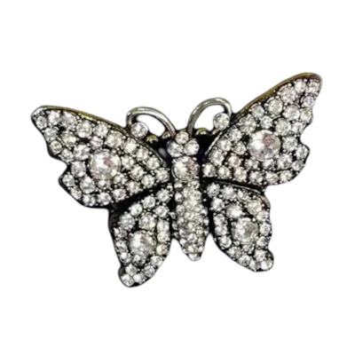 (Women) GUCCI Silver Metal Ring with White Crystal Adorned Butterfly 503932-J3F42-8162