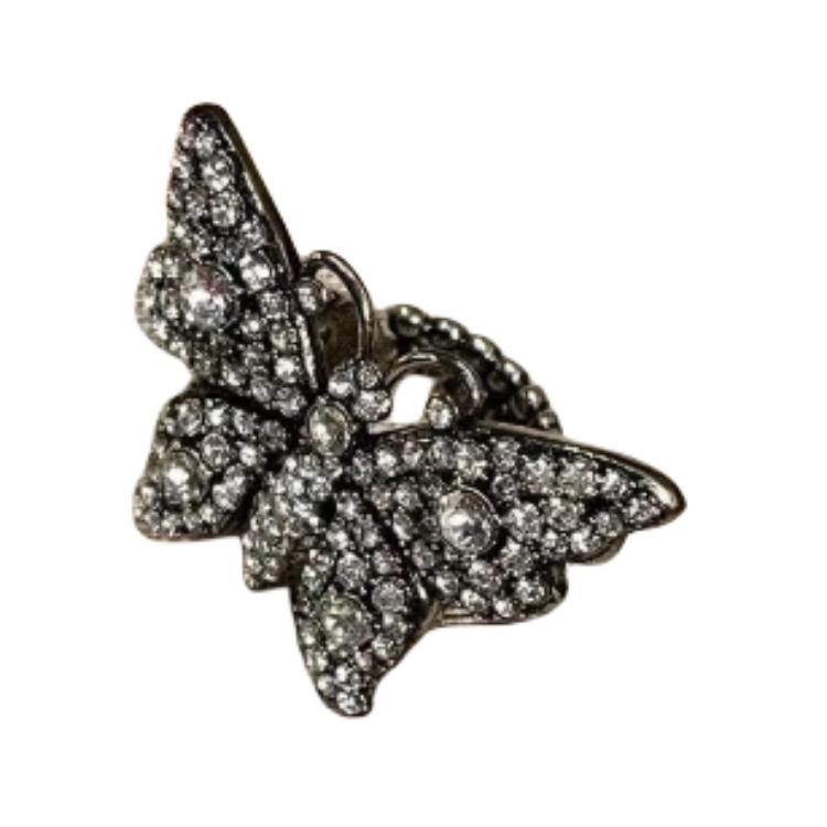 (Women) GUCCI Silver Metal Ring with White Crystal Adorned Butterfly 503932-J3F42-8162 圖 3