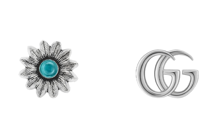 (Women) GUCCI Silver Studded Double G Floral Earrings for Women (Vintage Look) 527344-I5569-8183 圖 3