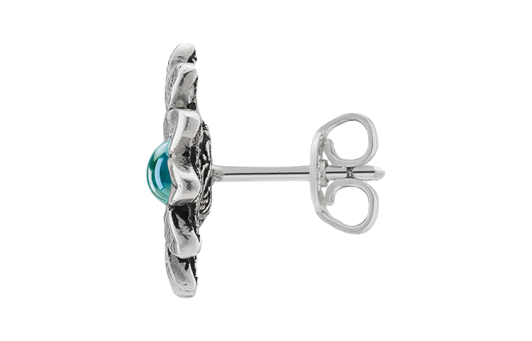 (Women) GUCCI Silver Studded Double G Floral Earrings for Women (Vintage Look) 527344-I5569-8183 圖 4