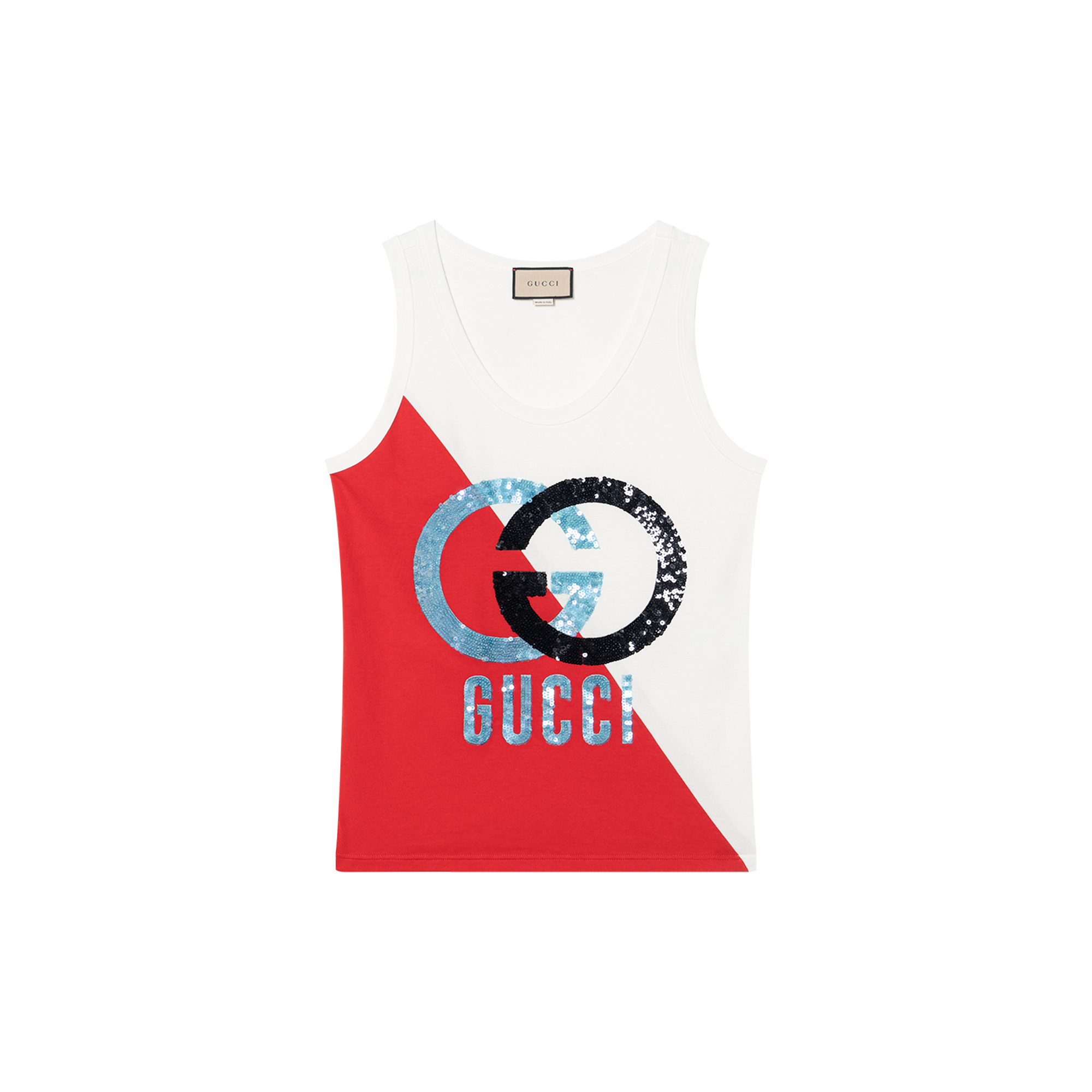 (Women) Gucci Sleeveless Crewneck T-Shirt with Logo Print 731120-XJE9W-6429