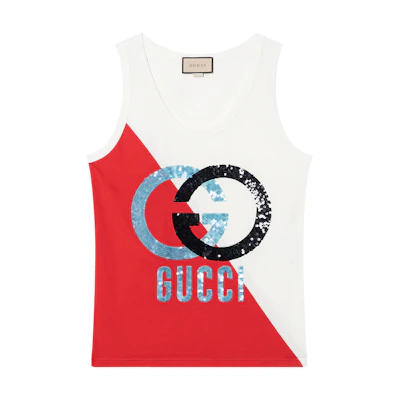 (Women) Gucci Sleeveless Crewneck T-Shirt with Logo Print 731120-XJE9W-6429