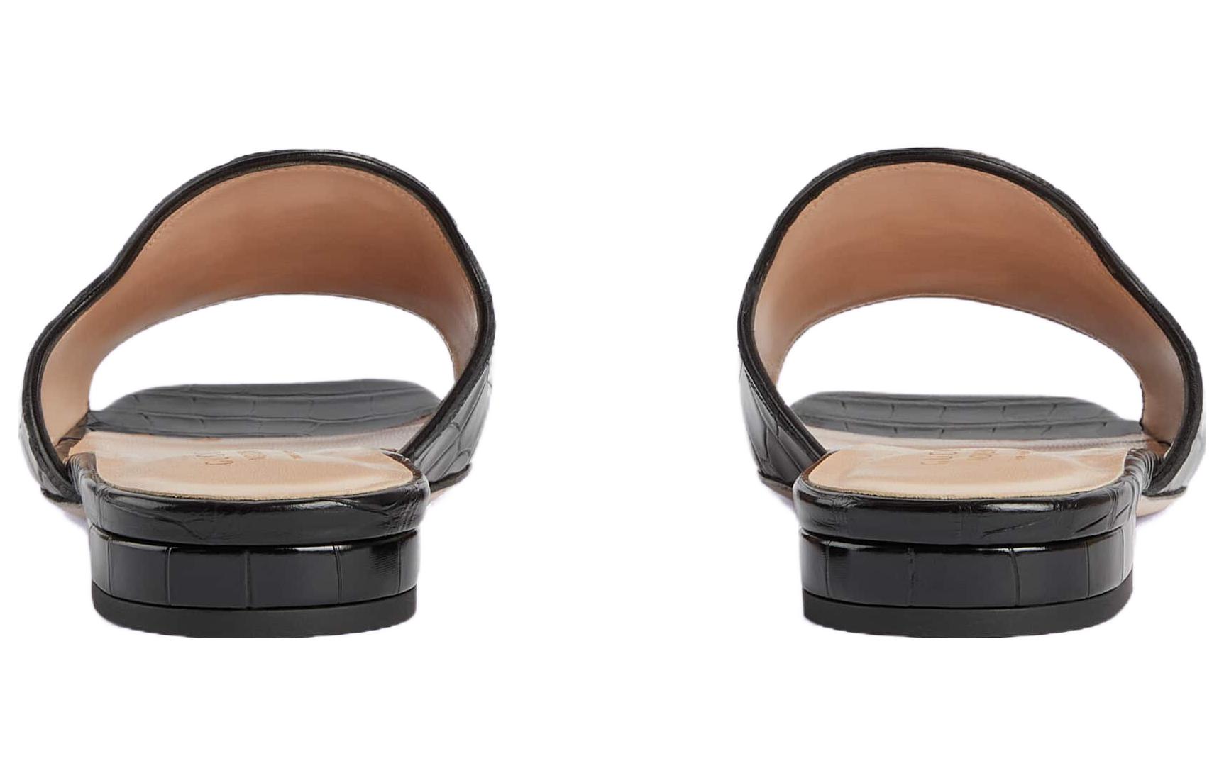 Shop (W) Gucci Slide 'Kenyamanan Kulit Hitam' 730996-E5V00-1000