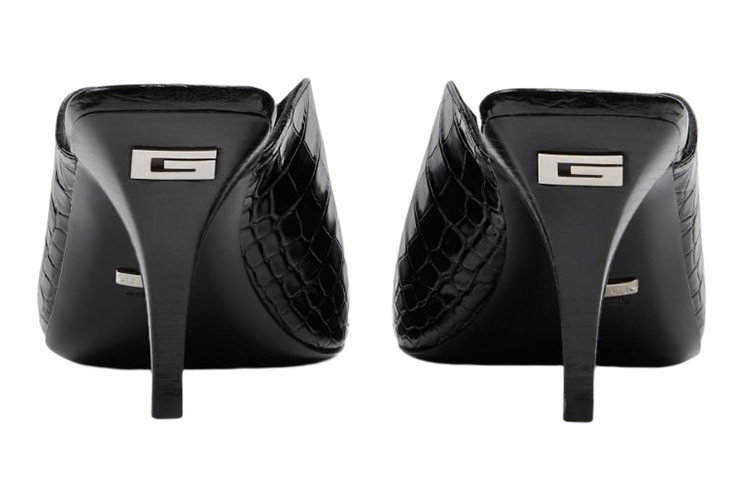 Shop (W) グッチ スライド クロコダイルプリント ブラック 695309-UKQ00-1000