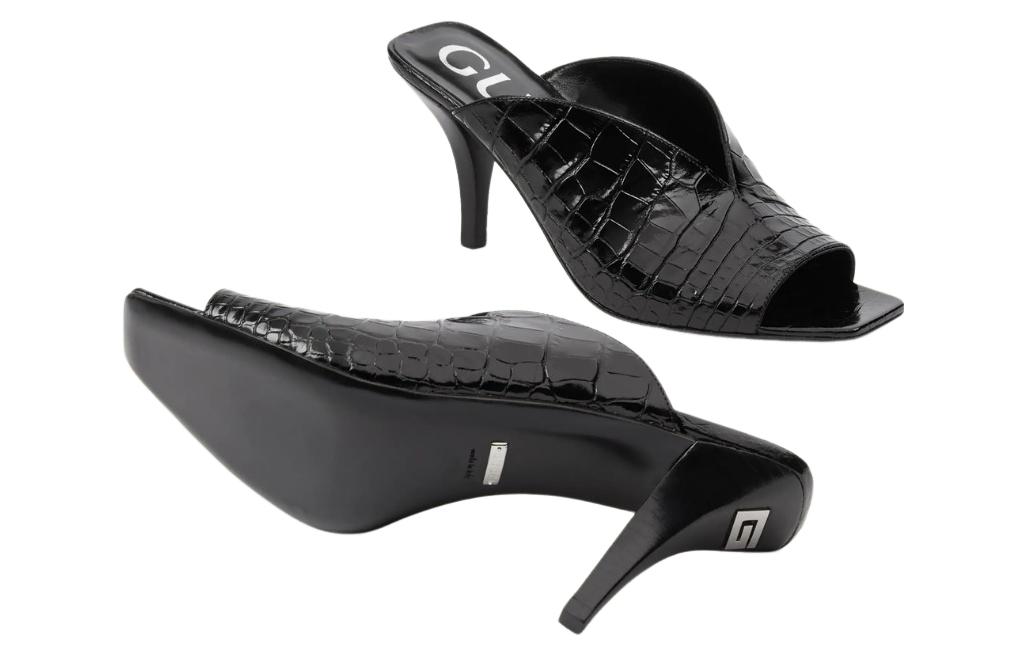 Purchase (W) グッチ スライド クロコダイルプリント ブラック 695309-UKQ00-1000
