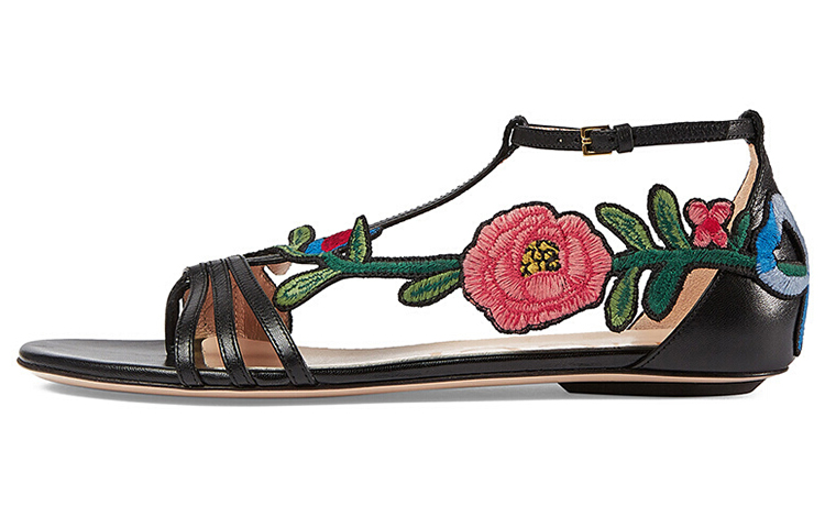 Buy (W) 古驰 黑色花卉刺绣凉拖鞋 475080-C9D00-1000