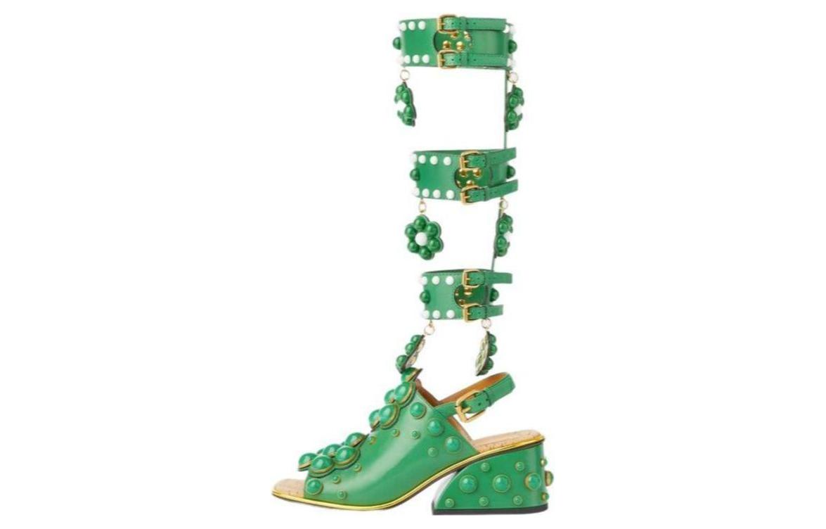 Buy (W) 구찌 슬라이드 '그린 패션 트렌드' (51 characters) 745420-C9D00-3219