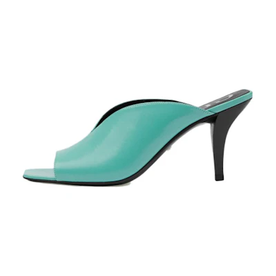 (W) Gucci Slide 'Green Leather Open-Toe'