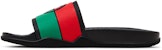 (W) Gucci Selipar 'G Berpaut - Hitam Merah Hijau' 655461-JFA00-8815