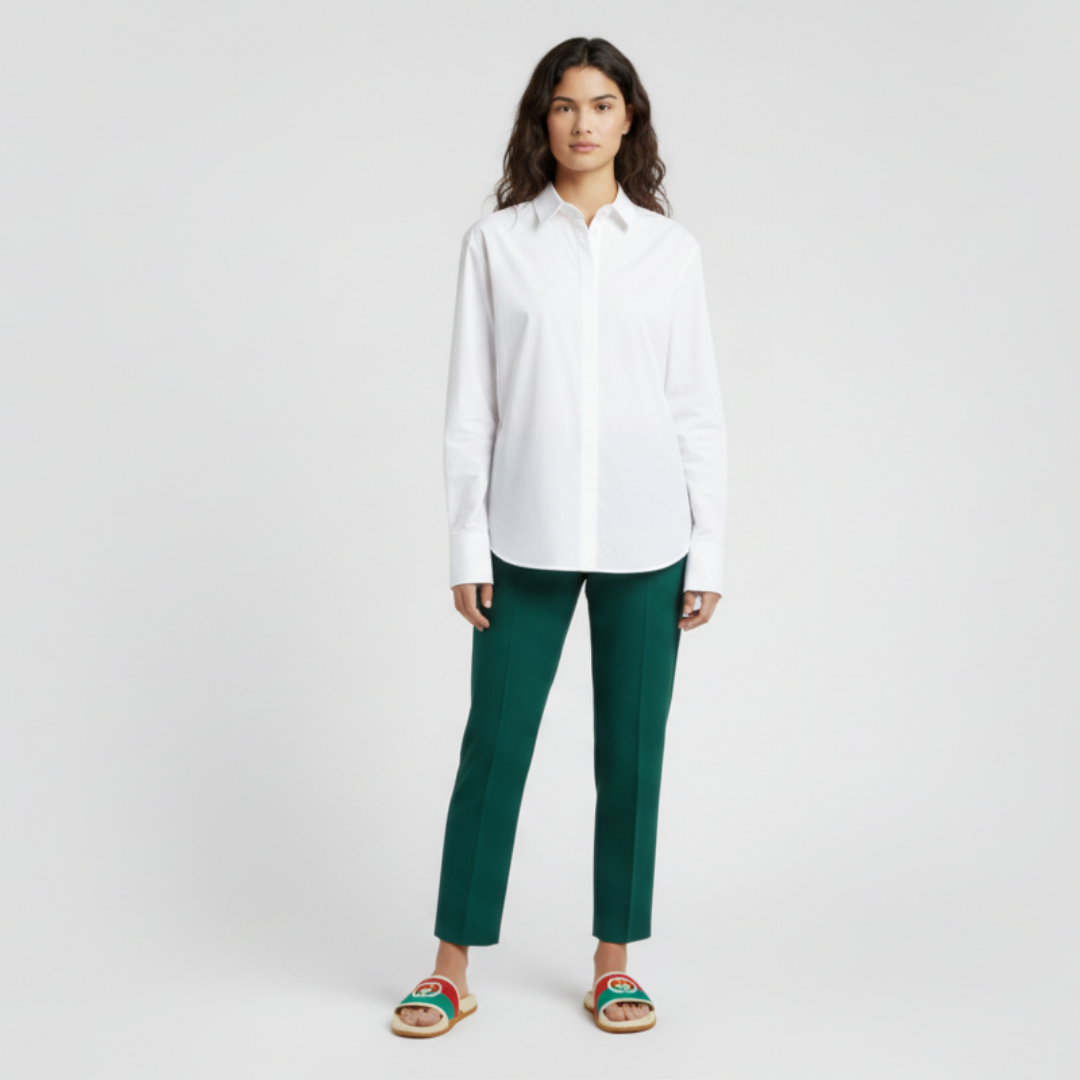 Lookbook (W) 구찌 인터로킹G 슬라이드 (화이트/레드/그린) 655461-JFA00-9136