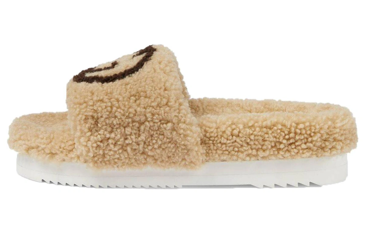 (Women) Gucci Slide 'Interlocking G Merino Wool - Light Brown'