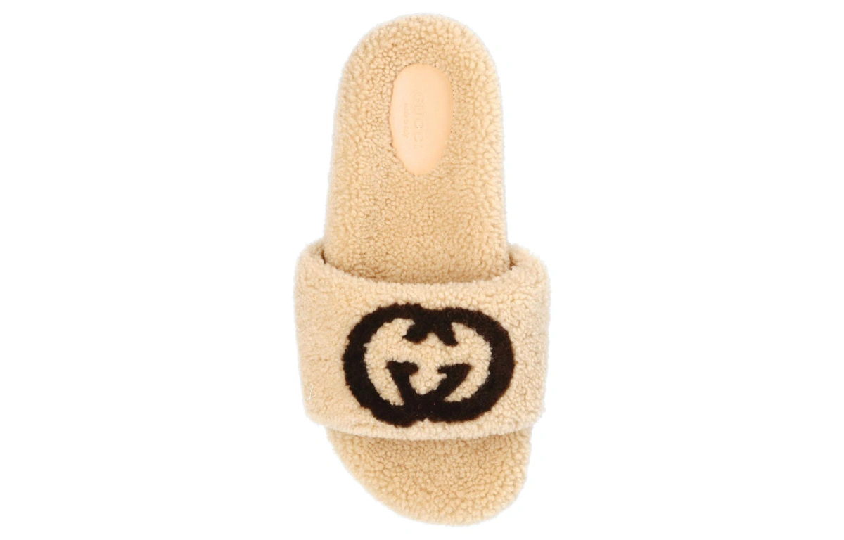 (Women) Gucci Slide 'Interlocking G Merino Wool - Light Brown'