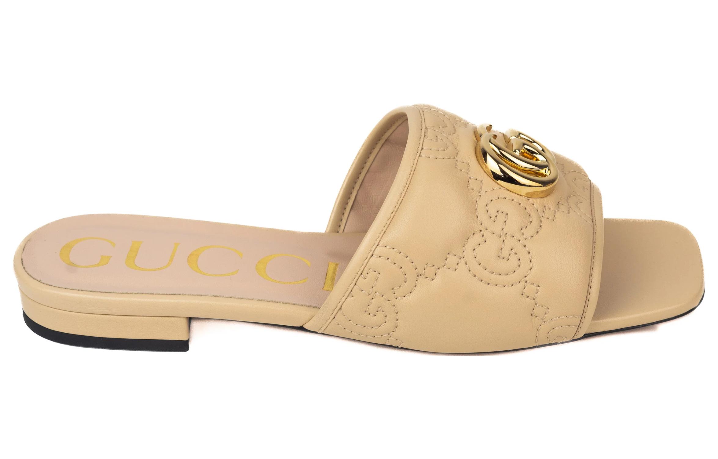 (W) Gucci Slide 'Leather Print - Brown' 圖 2