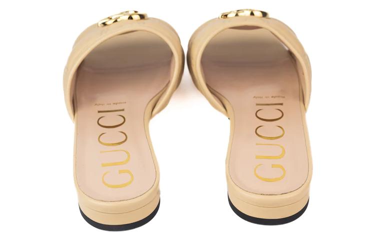 (W) Gucci Slide 'Leather Print - Brown' 圖 3