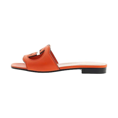 (W) Gucci Interlocking G Cut-Out Slide Sandal 'Orange Leather'