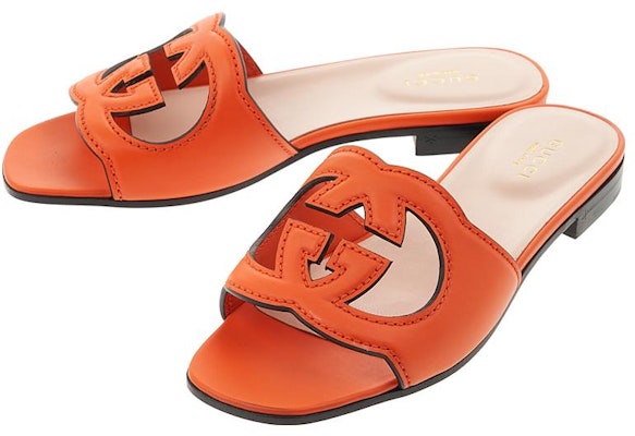 (Women) Gucci Interlocking G Cut-Out Slide Sandal 'Orange Leather' 694451-US000-7519 Shop (Women) Gucci Interlocking G Cut-Out Slide Sandal 'Orange Leather' 694451-US000-7519