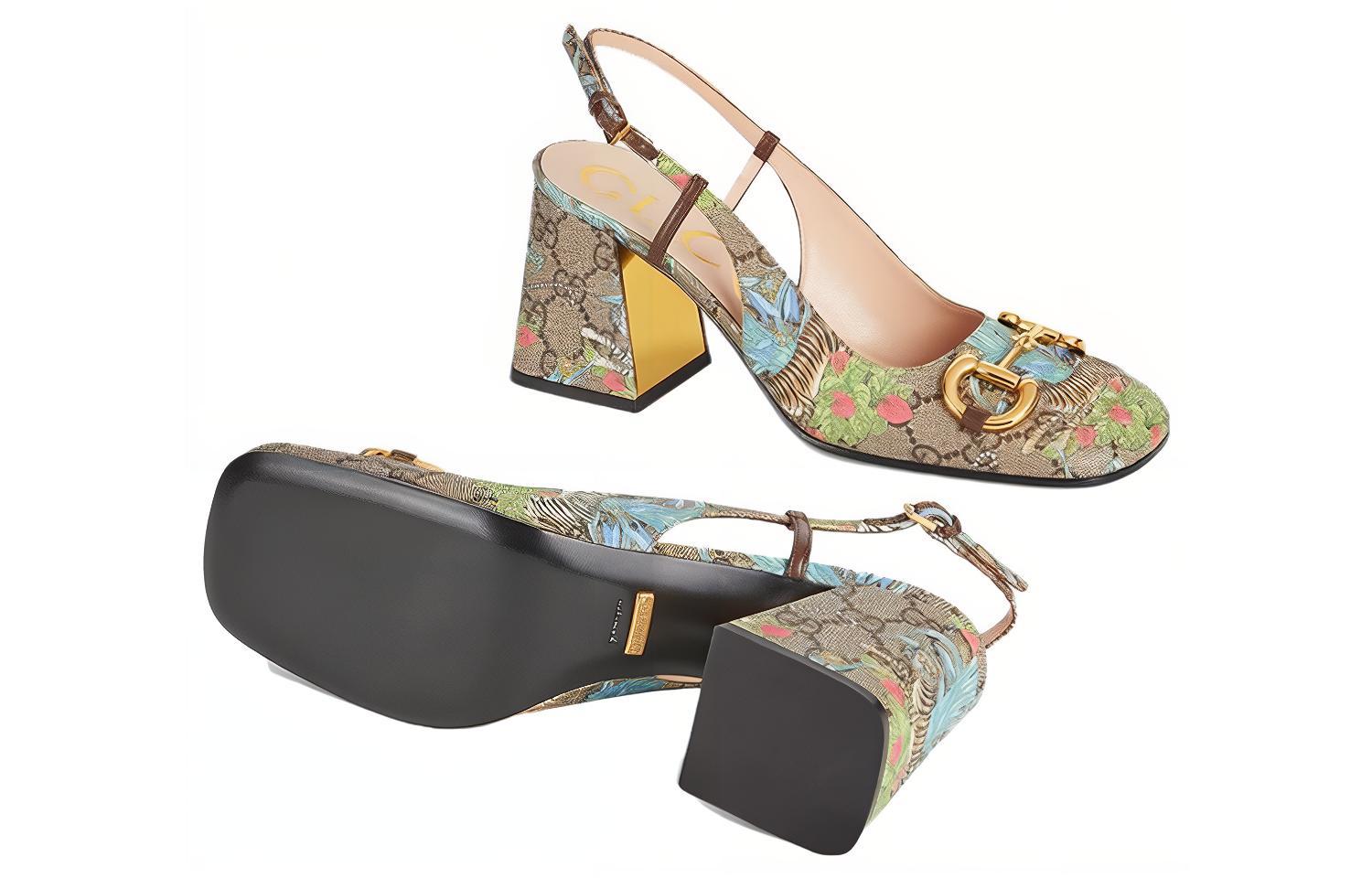 Purchase GUCCI古馳 虎年系列 圓頭扣合 時尚涼拖 女款 黑木色