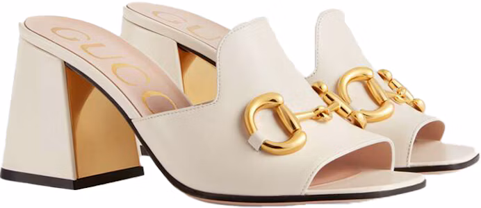 Lookbook (W) Sandalia de Tacón Gucci Horsebit 75mm Cuero Blanco 655412-BKO00-9022