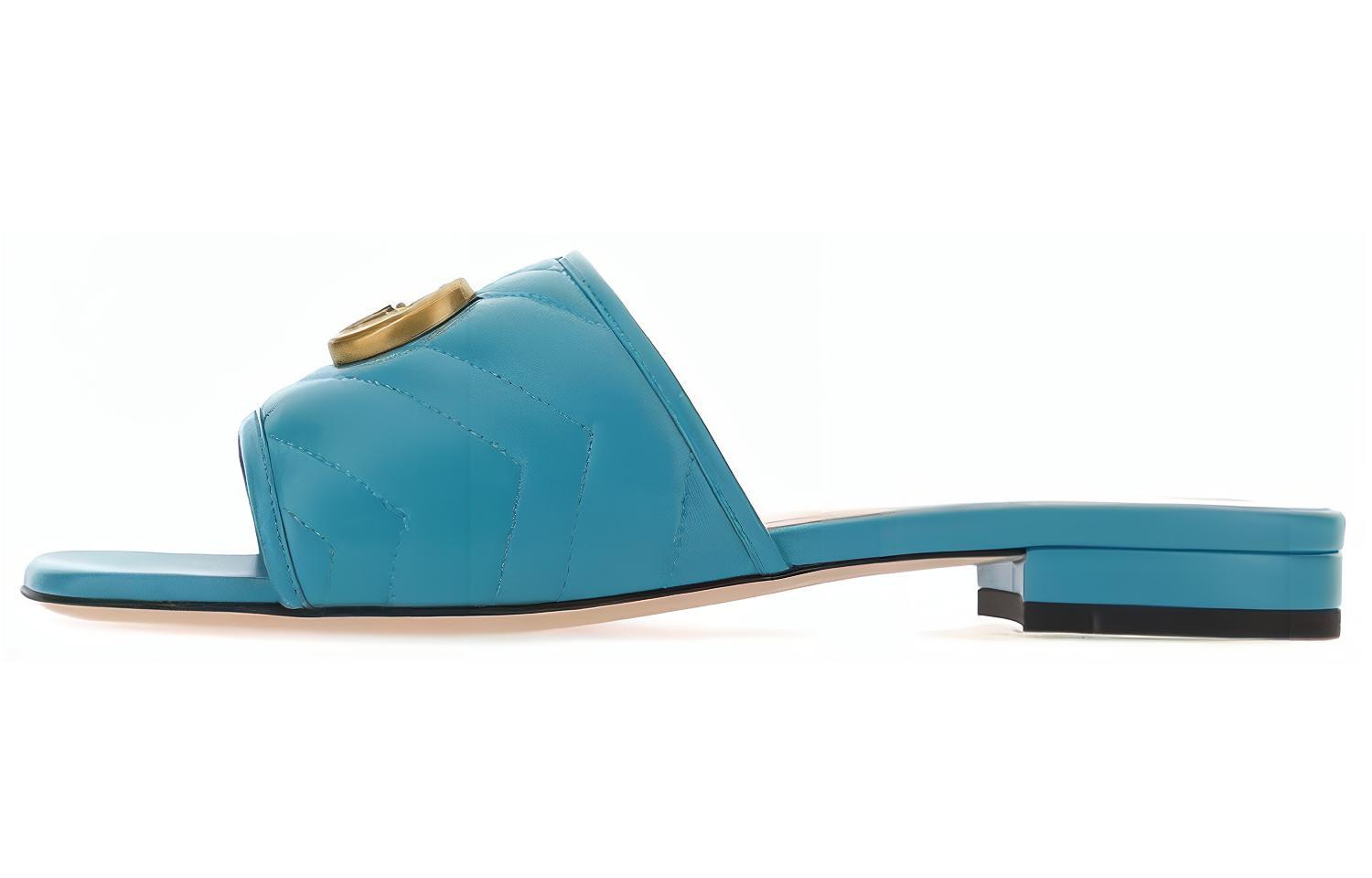 (W) Gucci Slide with Quilted Strap 'Blue Fashion Casual'