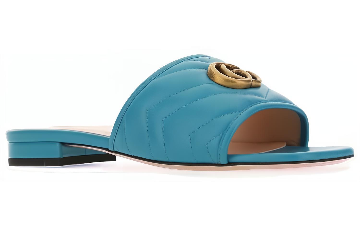 (W) Gucci Slide with Quilted Strap 'Blue Fashion Casual' 圖 2