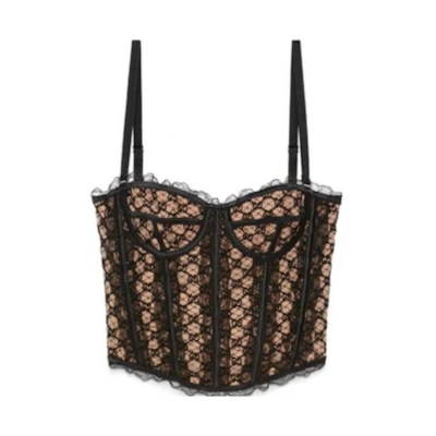 (Women) Gucci Slim Colorblock Crop Top in Black 680996-XUADT-1000