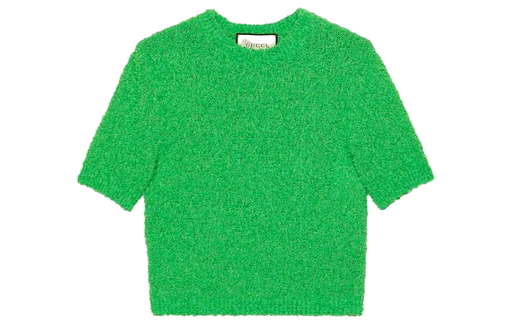 (Women) GUCCI Slim Fit Solid Cotton Knot Knit Sweater Green ⁣613884-XKA9I-3875