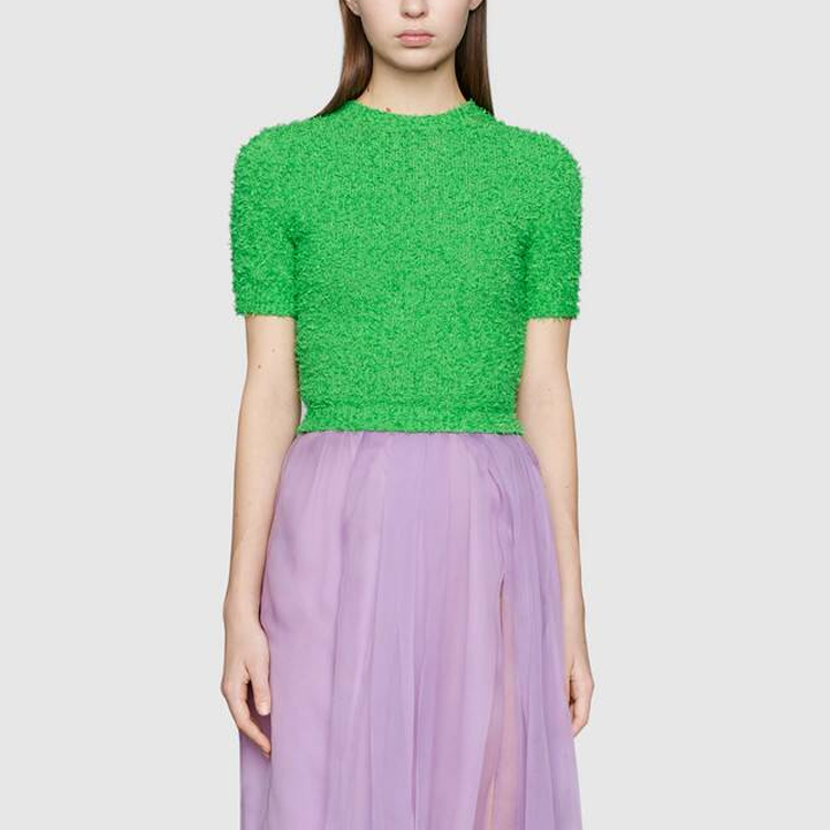 (Women) GUCCI Slim Fit Solid Cotton Knot Knit Sweater Green ⁣613884-XKA9I-3875 圖 3