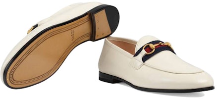 (W) Gucci Sepatu Loafer Slip On Kulit Putih dengan Web 631619-CQXM0-9065 Details for (W) Gucci Sepatu Loafer Slip On Kulit Putih dengan Web 631619-CQXM0-9065