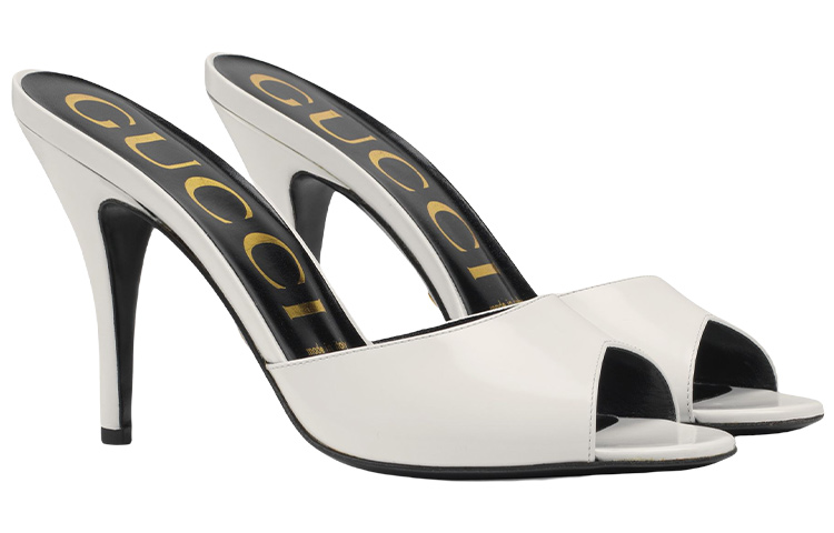 Lookbook (W) Gucci Sandalias Blancas de Tacón de Aguja Tipo Mule 593389-CLG00-9014