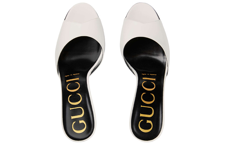 Shop (W) Gucci Sandalias Blancas de Tacón de Aguja Tipo Mule 593389-CLG00-9014