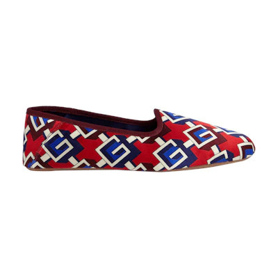 (W) Gucci Slipper 'Geometric G Print - Red Satin Voyage'
