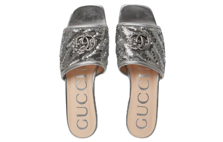 Lookbook (W) 구찌 실버 슬리퍼 (Gucci Silver Slippers) 646552-2MO70-8174