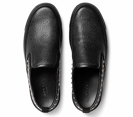 (W) Gucci 黑色皮革时尚运动鞋 385758-AZW30-1000 Lookbook (W) Gucci 黑色皮革时尚运动鞋 385758-AZW30-1000