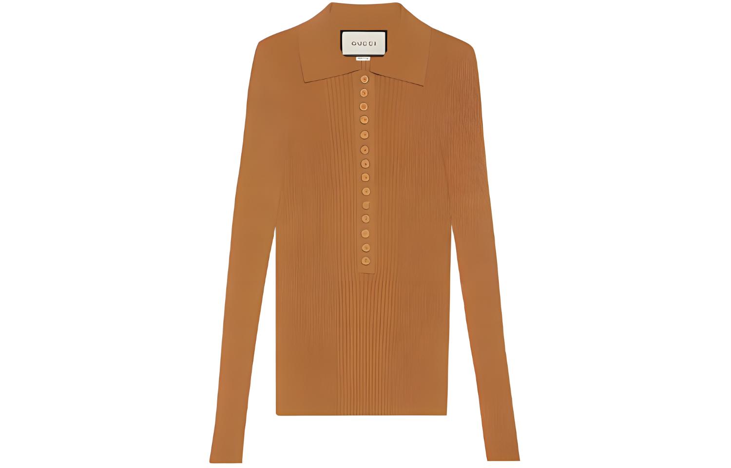 (Women) Gucci Solid Brown Knit Cardigan with Collar FW22 697673-XKCAJ-2240