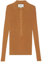 (Women) Gucci Solid Brown Knit Cardigan with Collar FW22 697673-XKCAJ-2240 (Women) Gucci Solid Brown Knit Cardigan with Collar FW22 697673-XKCAJ-2240